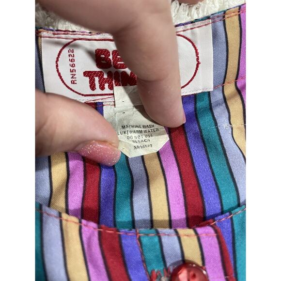 VTG Betsys Things Dress Rainbow Striped Midi 70s-80s Womens Size 7 Short Sleeve - Picture 8 of 9